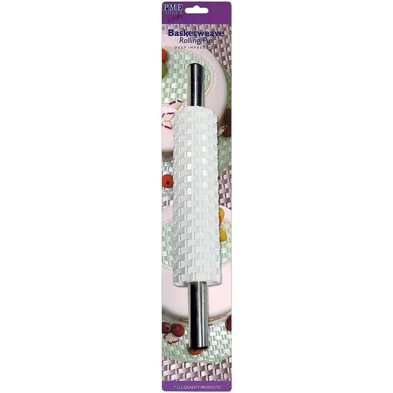 10-Inch Basketweave Rolling Pin With Ergonomic Handle (#53790) 1