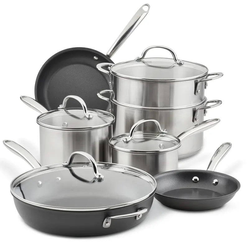 11-Piece Professional Cookware Set – Hard-Anodized Nonstick & Stainless Steel For Induction 1