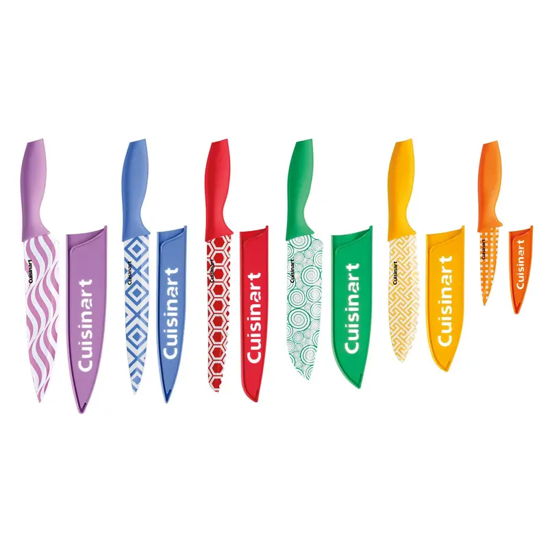 12-Piece Printed Chef’S Knife Set With Safety Blade Covers 1