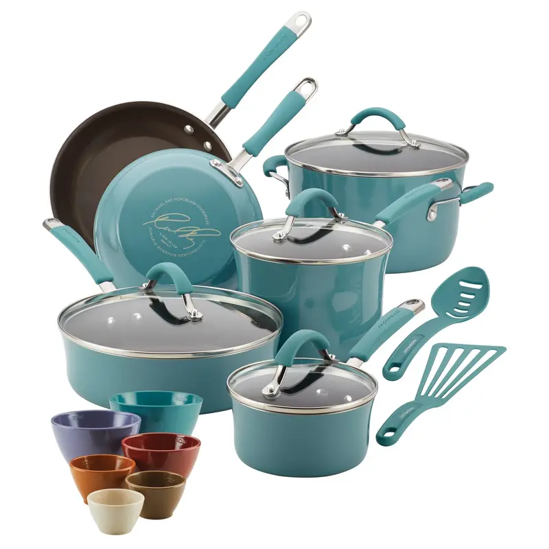 18-Piece Cucina Cookware & Prep Set With Nonstick Pans And Bowls 1