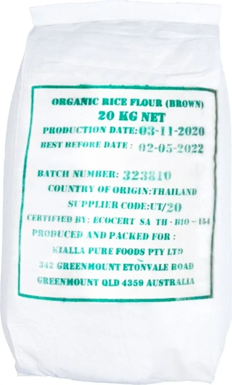 20Kg Organic Brown Rice Flour – Gluten-Free, Fine-Milled (#67978) 1