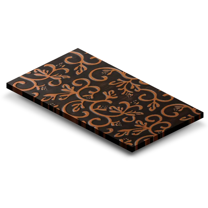 3" X 5" Floral-Embossed Copper Sample (Cs-F) 1