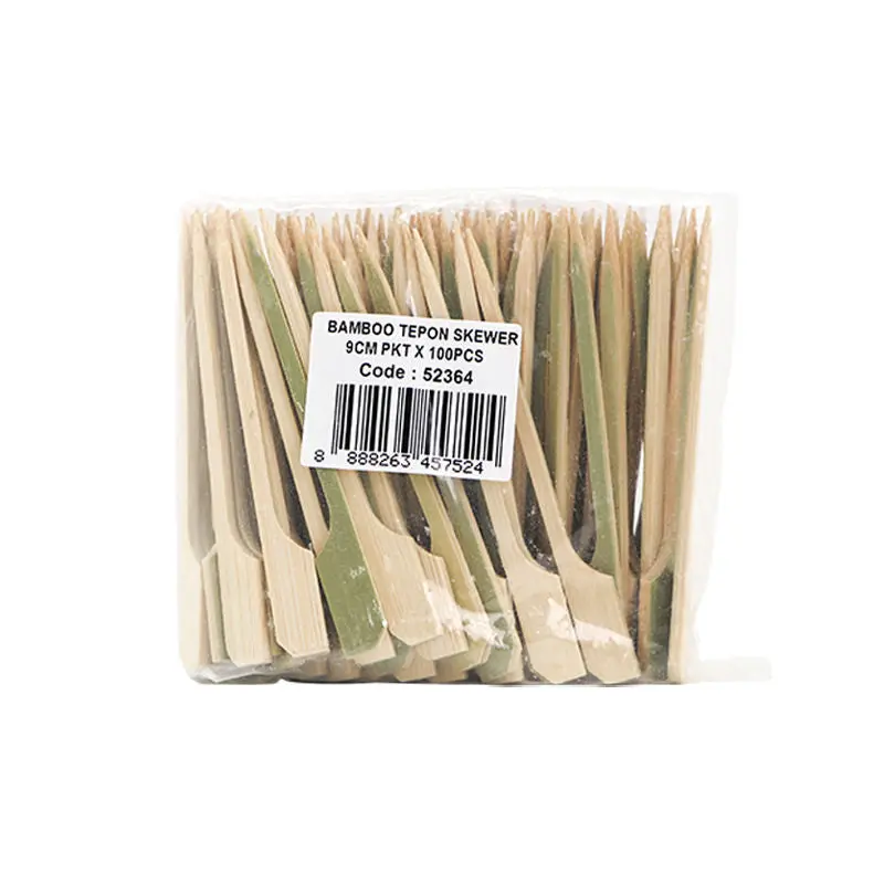 9Cm Bamboo Paddle Skewers – Flat-Tip Wooden Skewers, 100-Count (#52364) 1