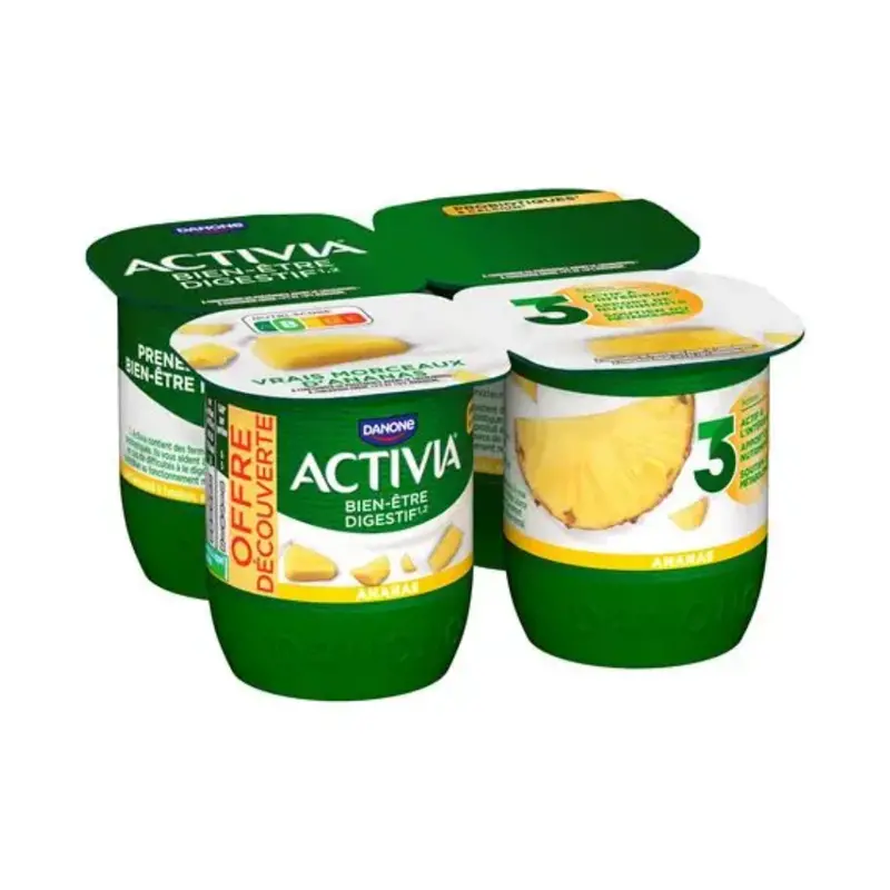 Activia Pineapple Probiotic Yogurt – 4 × 125G Digestive Health Pack (#128206) 1