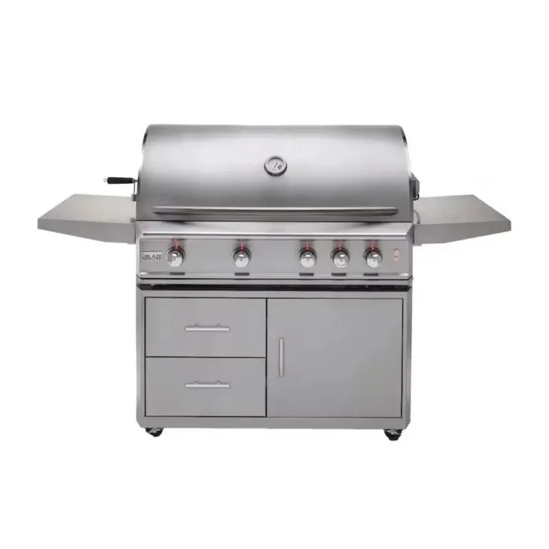 Blaze Professional Lux 44-Inch 4-Burner Gas Grill With Rear Infrared Burner, Led Lighting, Soft-Close Hinges, And Cart 1