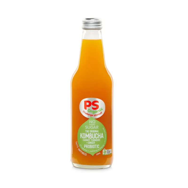 Carrot-Infused Kombucha Beverage, Unsweetened, 330Ml Bottle 1