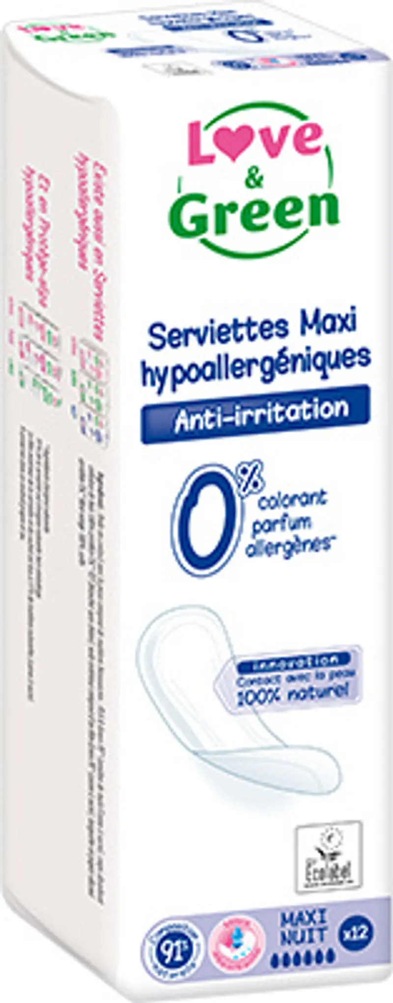 Eco-Conscious Maxi Night Sanitary Pads – 12-Pack 1