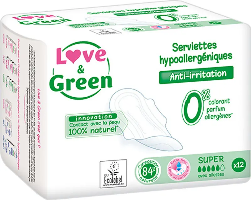 Eco-Conscious Super Absorbency Sanitary Pads – 12-Pack, Organic Cotton Top Sheet (#124766) 1