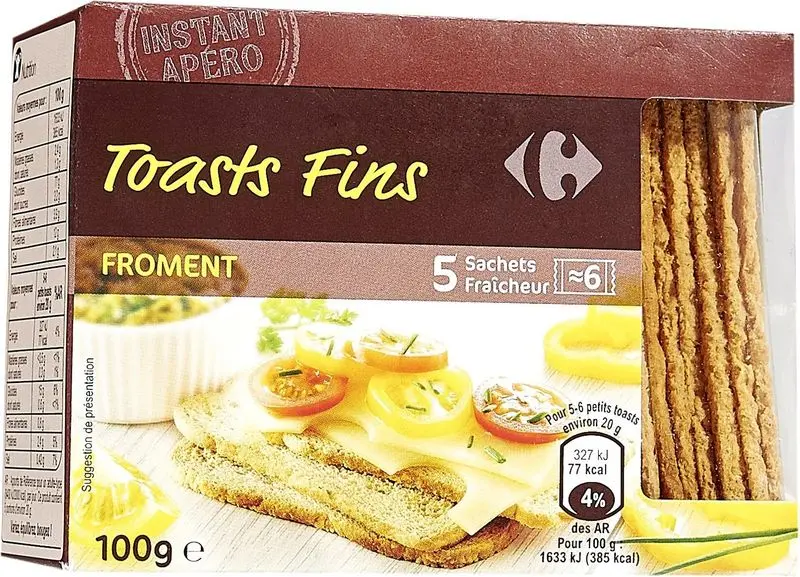 Fine Whole Wheat Toasts – 100G Thin & Toasted Crackers (#117585) 1