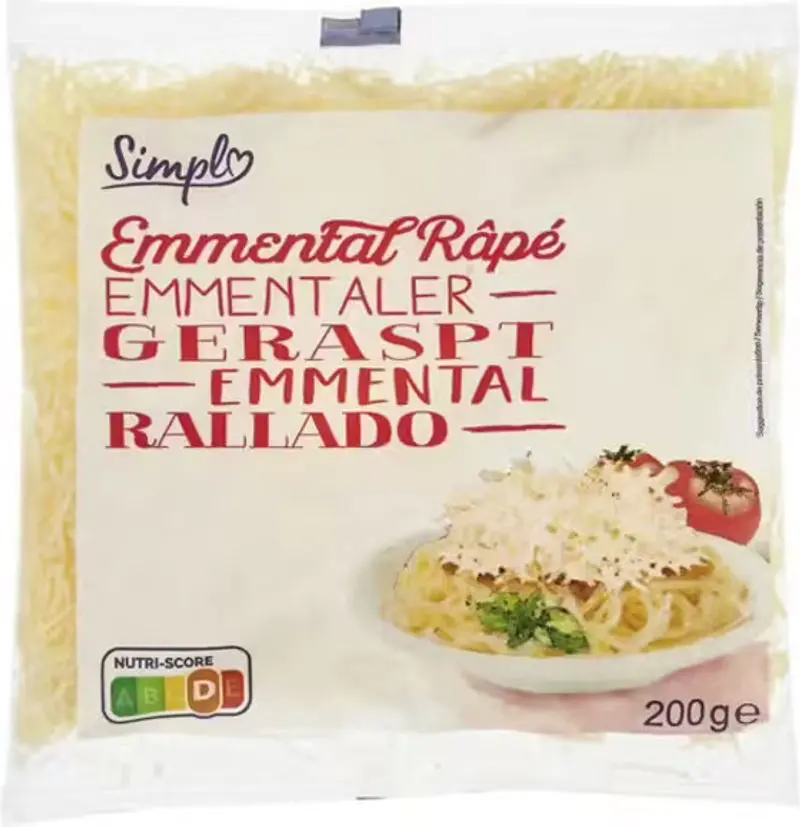 Finely Grated Emmental Cheese – 200G Re-Sealable Pack 1