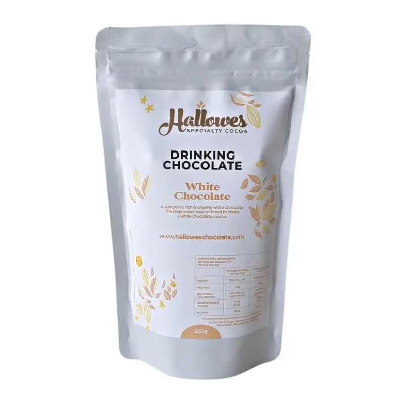 Hallowes White Drinking Chocolate Powder – 250 G Gourmet Cocoa Blend 1