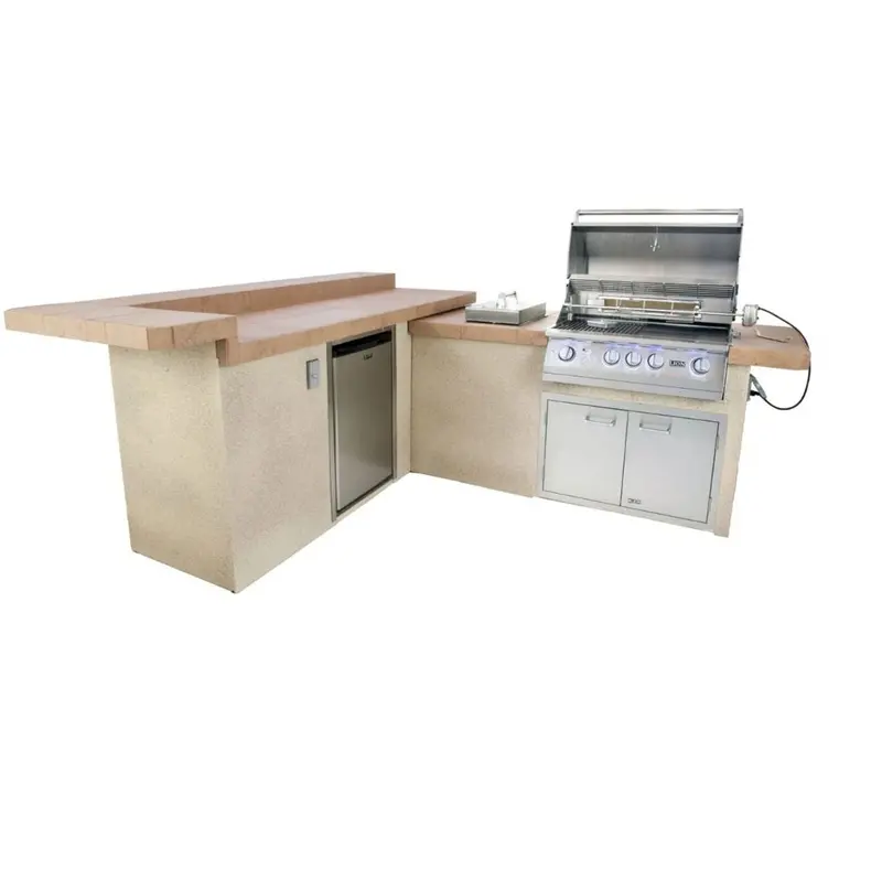 Lion American Q 8.75-Foot Outdoor Bbq Island: Gas Grill, Side Burner & Integrated Refrigerator 1
