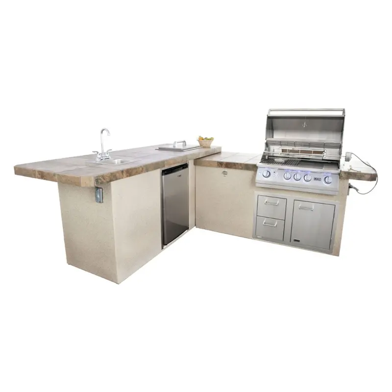 Lion Commercial Q 8.75-Foot Heavy-Duty Bbq Island With Gas Grill, Side Burner, Sink & Refrigerator 1