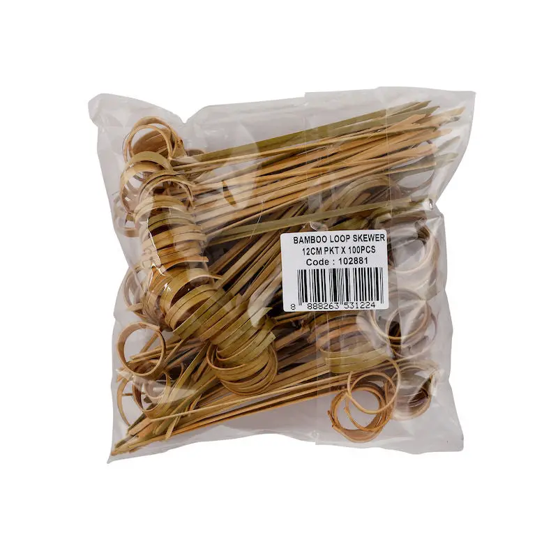 Loop-Ended Bamboo Skewers – 12 Cm, 100-Pack (Sku #102881) 1