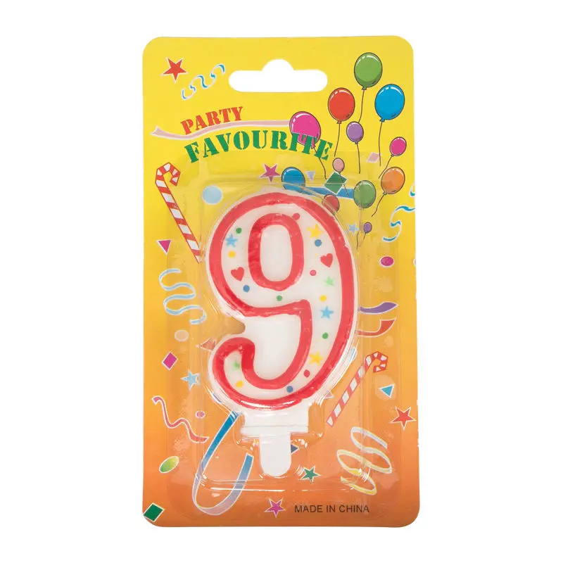 Number '9' Birthday Candle – Vibrant Wax Candle For Themed Cake Decorations (#8209) 1