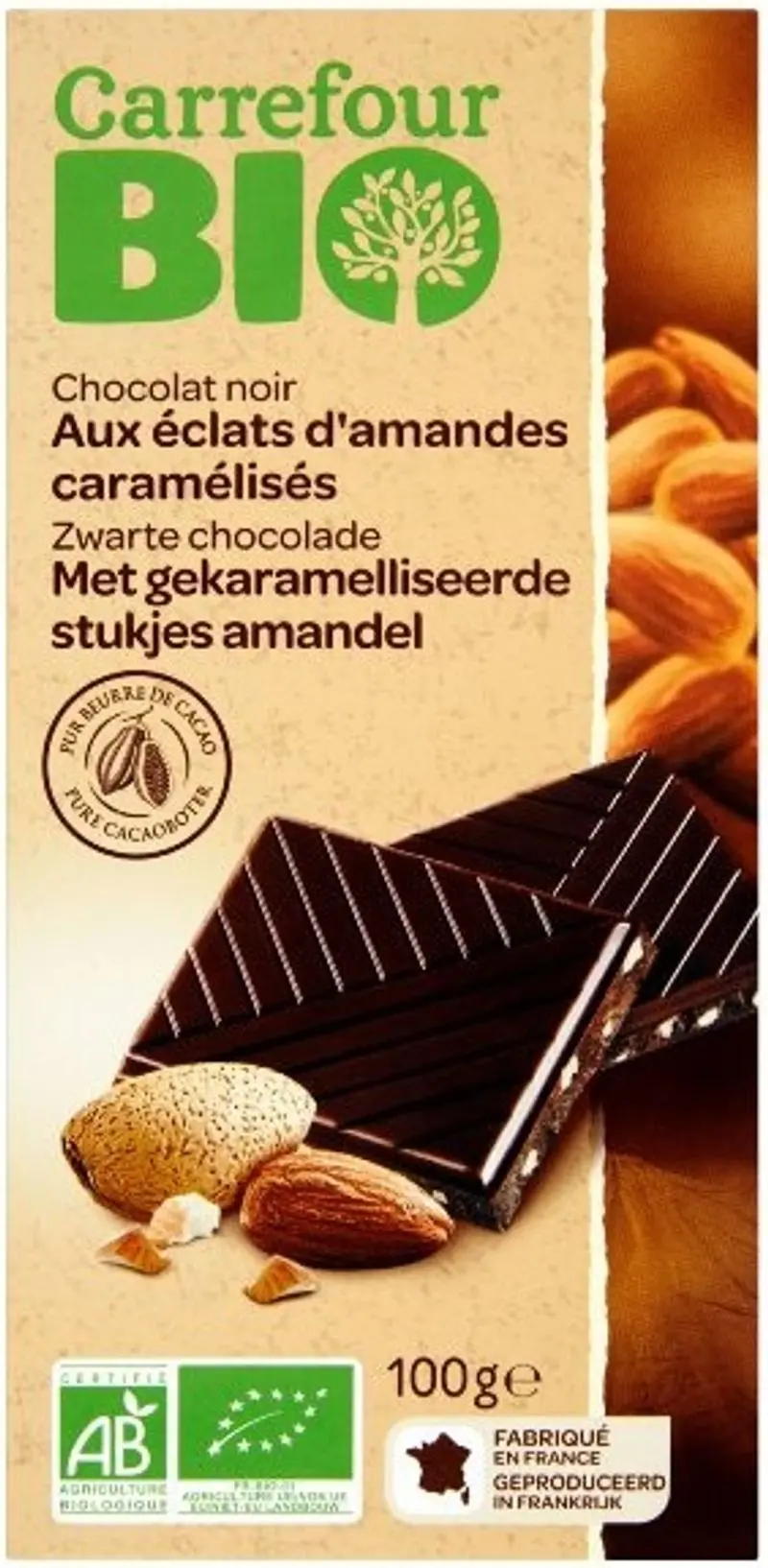 Organic Dark Chocolate With Almonds – 100G | Clean-Label Cocoa Snack (#116628) 1