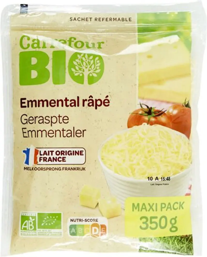 Organic Grated Emmental Cheese, 350G 1