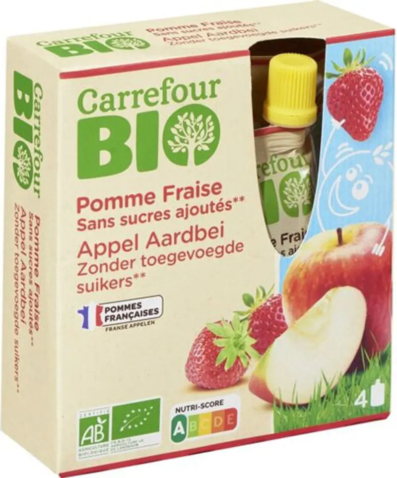 Organic Strawberry Apple Pouch – No Added Sugar, 90G 1