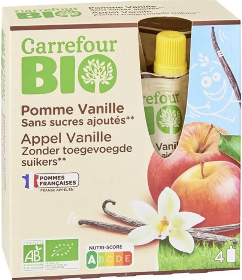 Organic Vanilla Apple Pouch With Added Sugar – 90G 1
