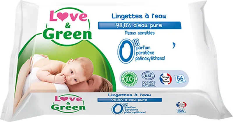 Organic Water-Based Baby Wipes – 56 Sheets 1
