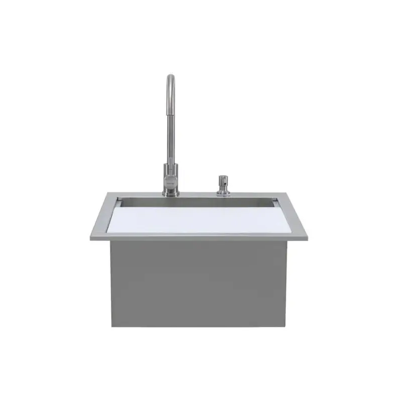 Pgs 21-Inch Drop-In Stainless Steel Sink With Integrated Faucet 1