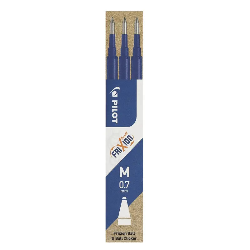 Pilot Frixion Blue Refill Set – 3X 0.7Mm Erasable Gel Ink Cartridges (#119809) 1