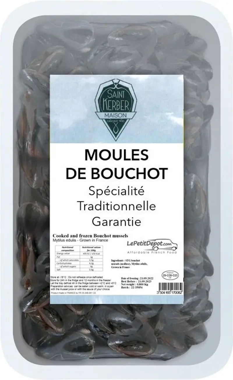 Pre-Cooked Bouchot Mussels – 800G Vacuum-Packed 1