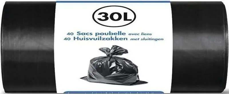 Premium Black Trash Bags – 30L, Pack Of 40 1