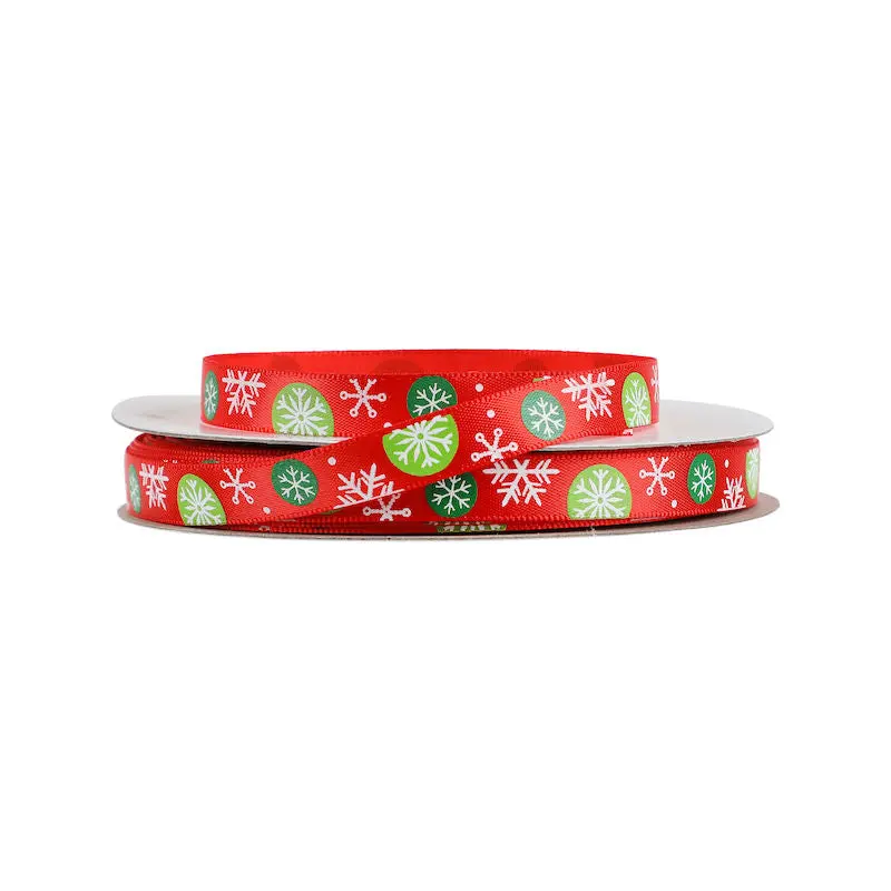Red Snowflake Christmas Ribbon – 9Mm × 25M Spool (#62031) 1