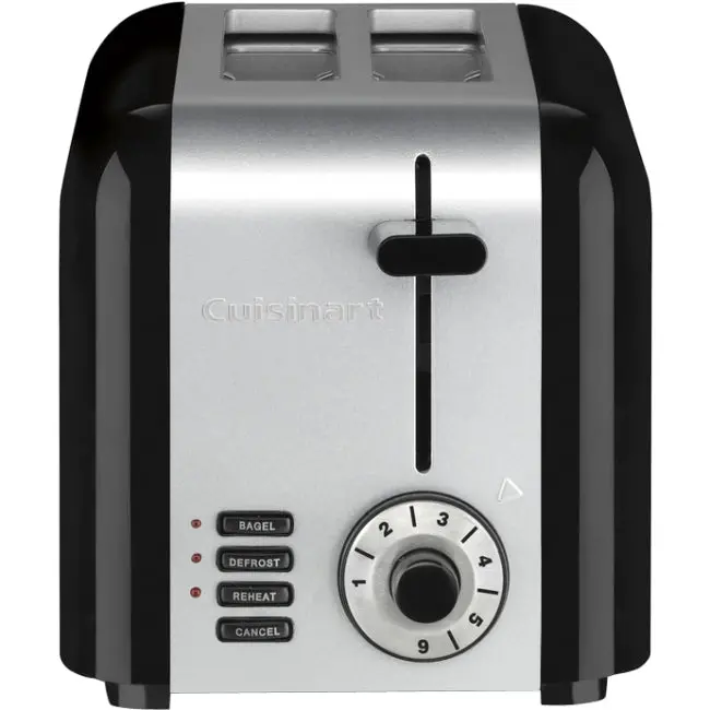 Sleek 2-Slice Compact Toaster In Brushed Black Stainless Steel 1