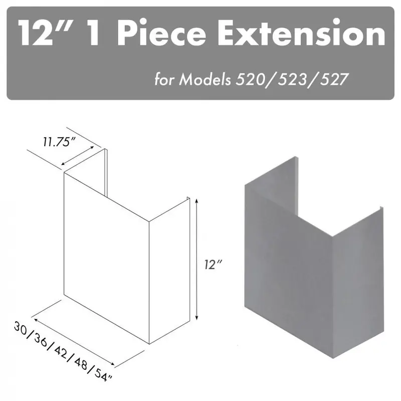 Zline 12-Inch Chimney Assembly For 30-Inch Under-Cabinet Range Hoods (520/523/527-30-1Ftext) 1