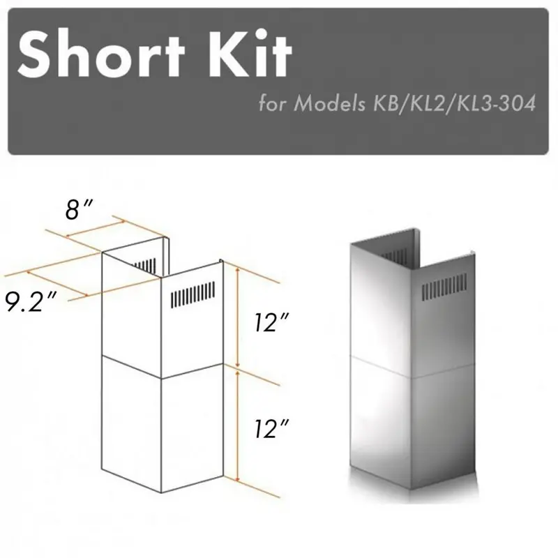 Zline 12-Inch Short Chimney Sections For 7.4–8 Ft Ceilings – Models Sk-Kb/Kl2/Kl3-304 1