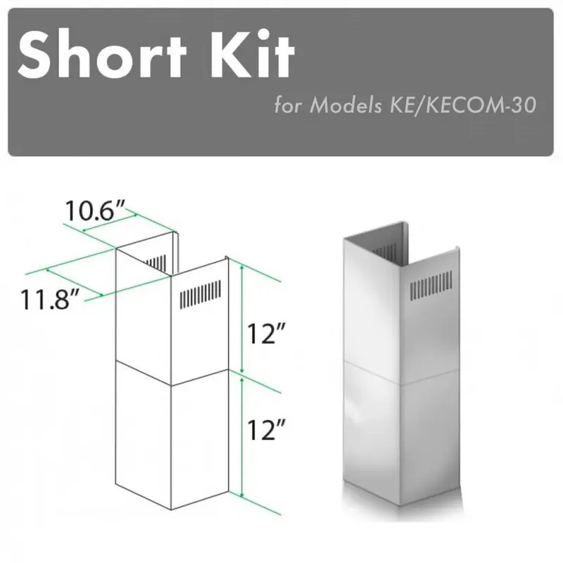 Zline 12-Inch Short Chimney Sections For 7–8 Ft Ceilings – Models Sk-Ke/Kecom-30 1