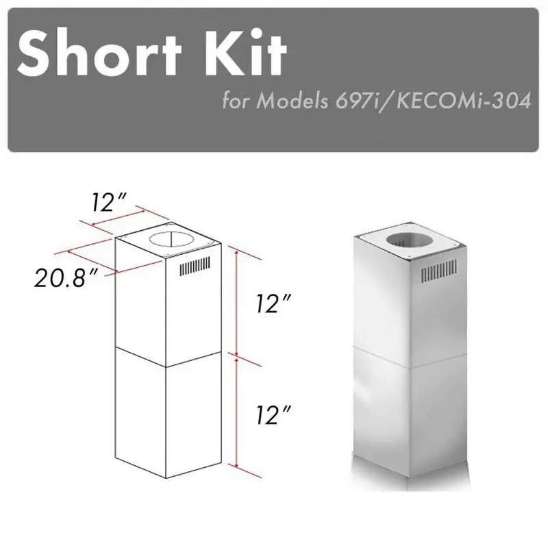 Zline 12-Inch Short Chimney Sections – Models Sk-697I/Kecomi-304 1