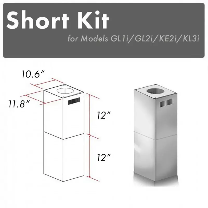 Zline 12-Inch Short Chimney Sections – Models Sk-Gl1I/Gl2I/Ke2I/Kl3I 1