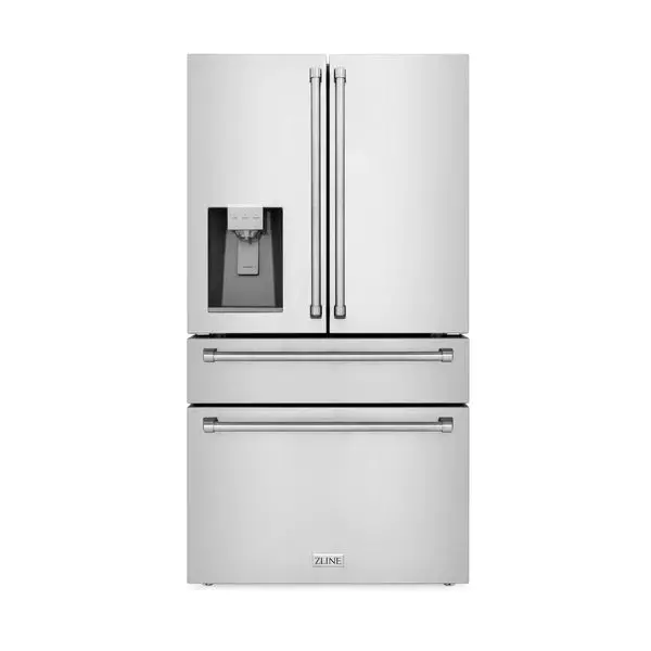 Zline 36-Inch French Door Refrigerator: 21.6 Cu. Ft., Water & Ice Dispenser, Fingerprint-Resistant Stainless Steel (Rfm-W-36) 1