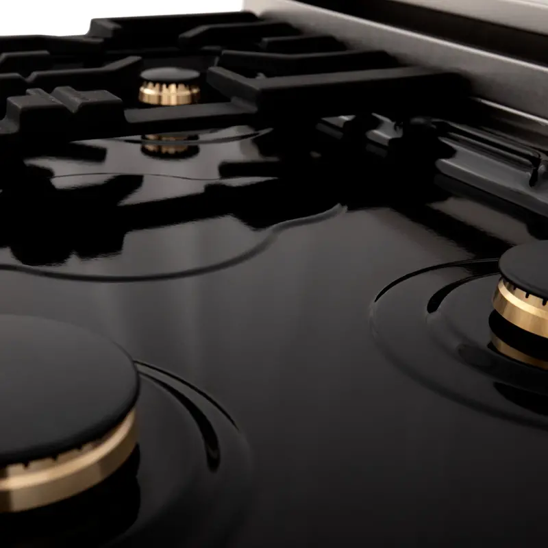 Zline 36-Inch Gas Cooktop With 6 Decorative Brass Burners 1