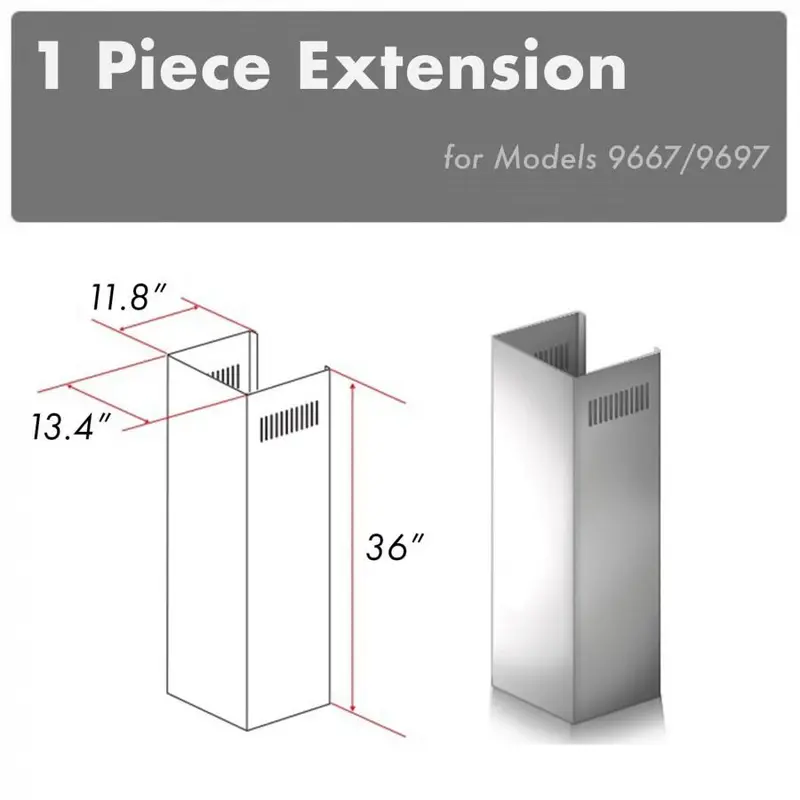 Zline 36-Inch Single Chimney Extension Kit For 9–10 Ft Ceilings – 9667/9697 Series (1Pcext-9667/9697) 1