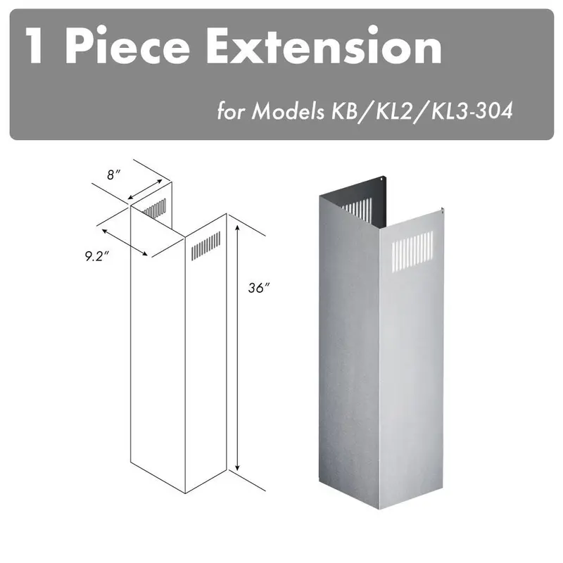 Zline 36-Inch Single Chimney Extension Kit For Kb, Kl2, Kl3 Hoods – Weather-Resistant (1Pcext-Kb/Kl2/Kl3-304) 1