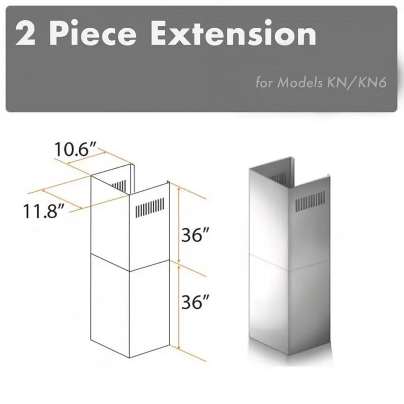 Zline 36-Inch Stainless Steel Chimney Extension Kit For 10–12 Ft Ceilings – Model 2Pcext-Kn 1