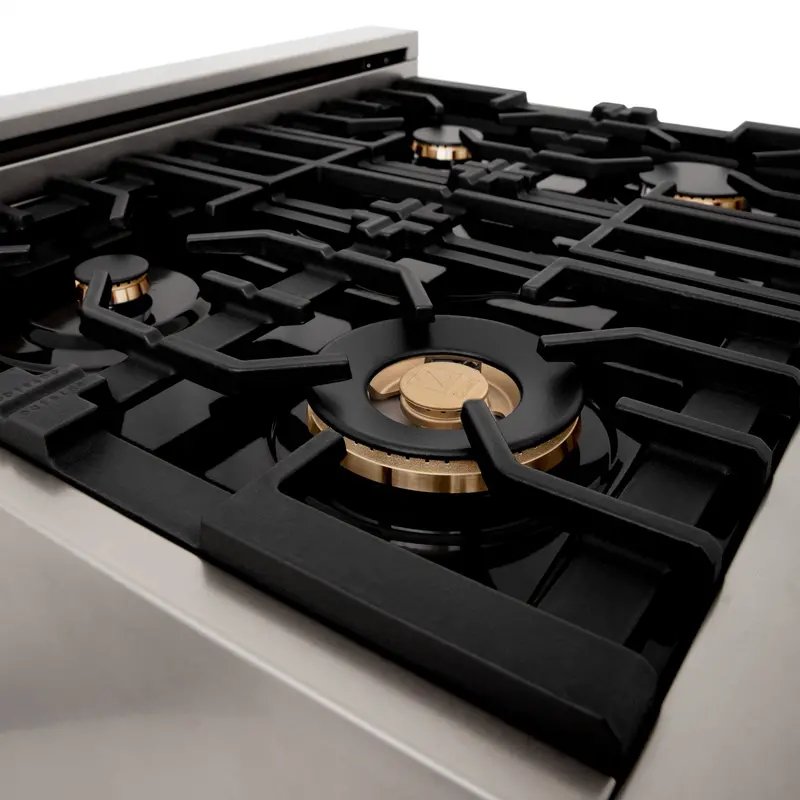 Zline 48-Inch Gas Cooktop With 6 Decorative Brass Burners 1