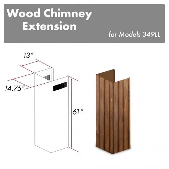 Zline 61-Inch Wooden Chimney Extension For Up To 12.5 Ft Ceilings – Model 349Ll-E 1