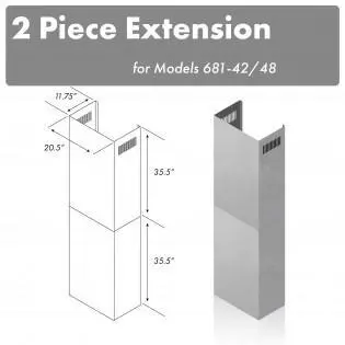 Zline 71-Inch Extended Chimney Kit – 42/48-Inch Width Variants (2Pcext-681-42/48) 1