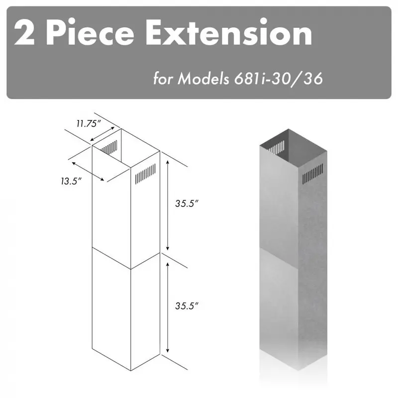 Zline 71-Inch Integrated Extended Chimney – 30/36-Inch Width (2Pcext-681I-30/36) 1