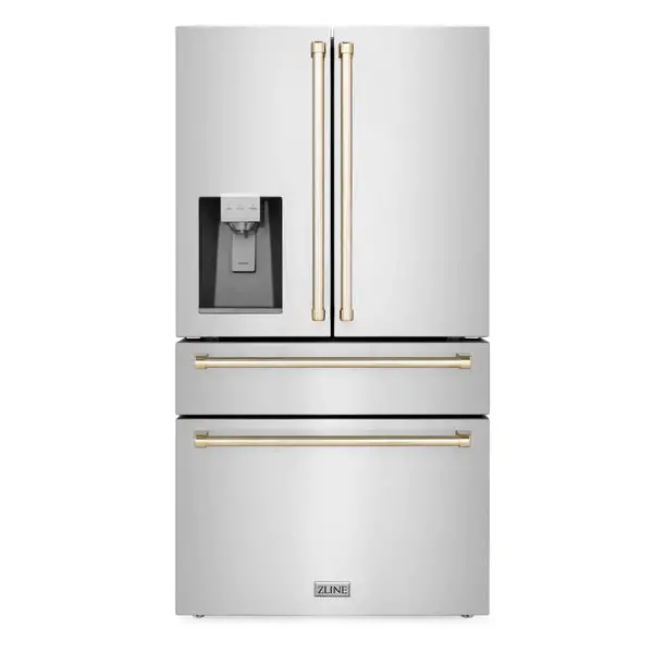 Zline Autograph Edition 36-Inch French Door Refrigerator: 21.6 Cu. Ft., Water/Ice Dispenser, Fingerprint-Resistant Stainless Steel (Rfmz-W-36) 1