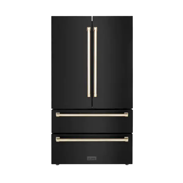 Zline Autograph Edition 36-Inch French Door Refrigerator: 22.5 Cu. Ft., Ice Maker, Black Stainless Steel Finish (Rfmz-36-Bs) 1