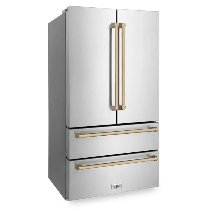 Zline Autograph Edition 36-Inch French Door Refrigerator: 22.5 Cu. Ft. With Built-In Ice Maker, Fingerprint-Resistant Stainless Steel (Rfmz-36) 2