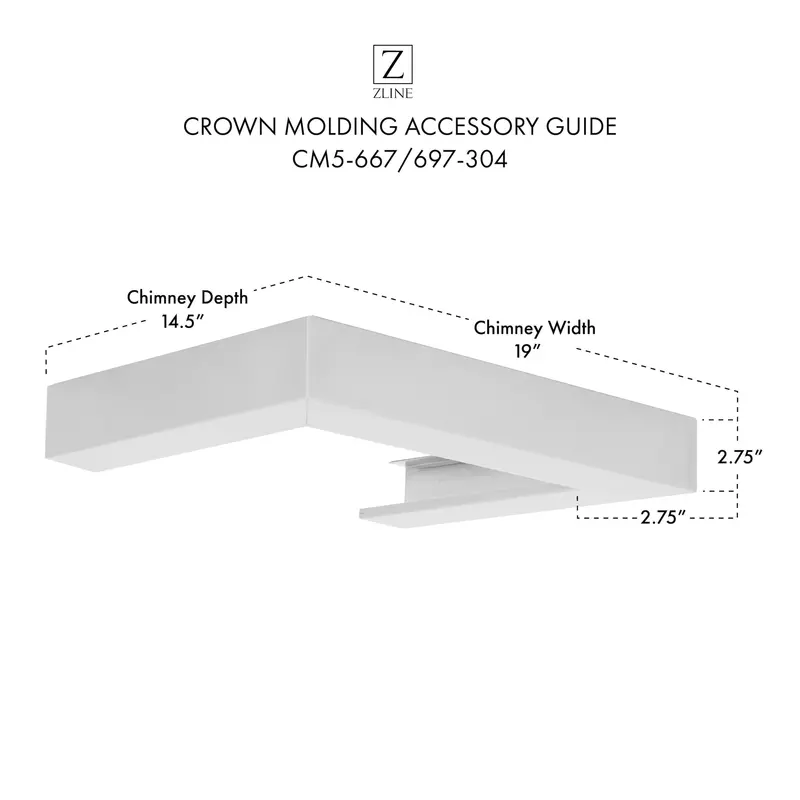 Zline Cm5-667-697-304 Profile 5 Crown Molding For Wall-Mount Range Hoods 1