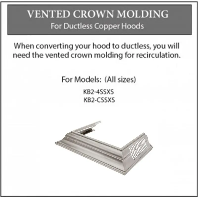 Zline Cm6V-Kb-S304 Vented Crown Molding Profile 6 For Durasnow® Stainless Steel Wall-Mount Hoods 1