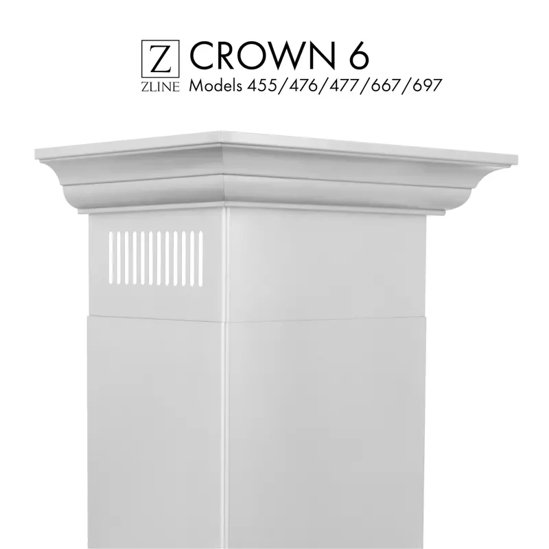 Zline Crown Molding #6 For 455, 476, 477, 667 & 697 Wall-Mount Range Hoods (Cm6-455/476/477/667/697) 1